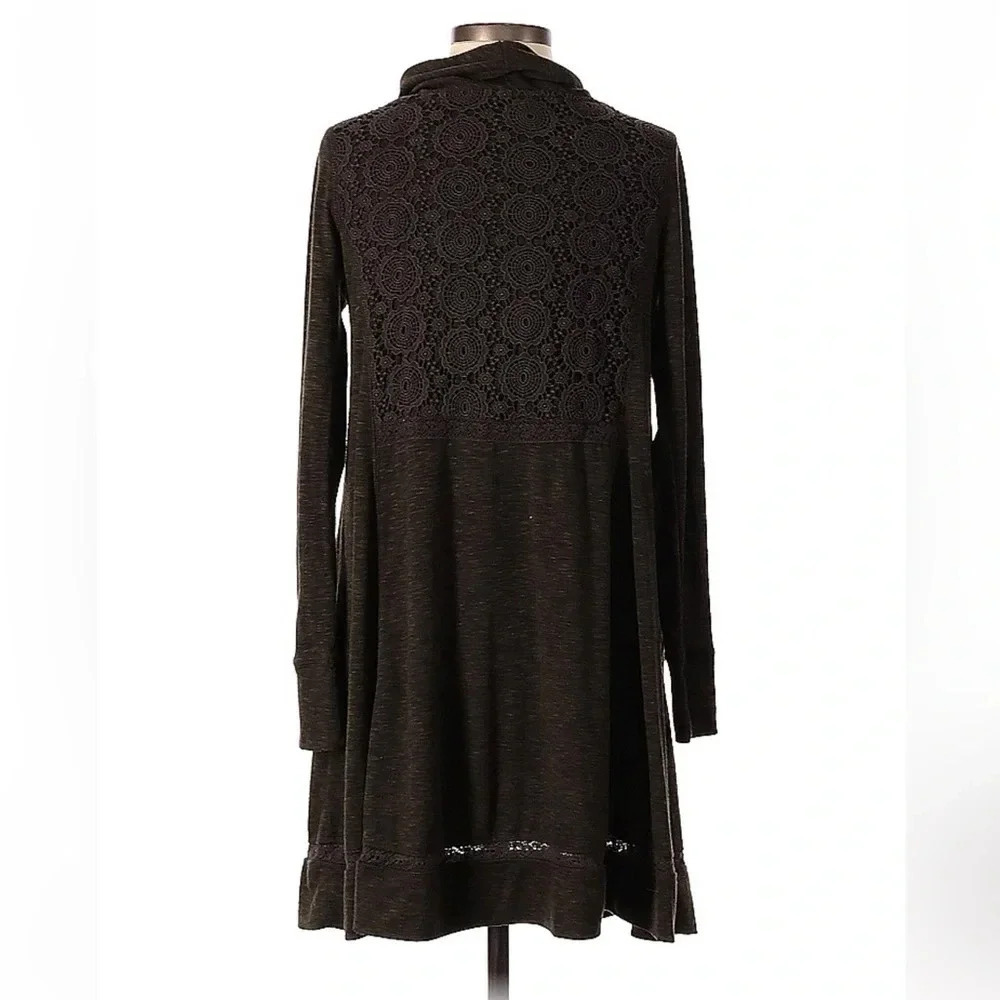 Anthropologie | Saturday Sunday Moss Green Crochet Back Swing Dress Size XS - Picture 6 of 16